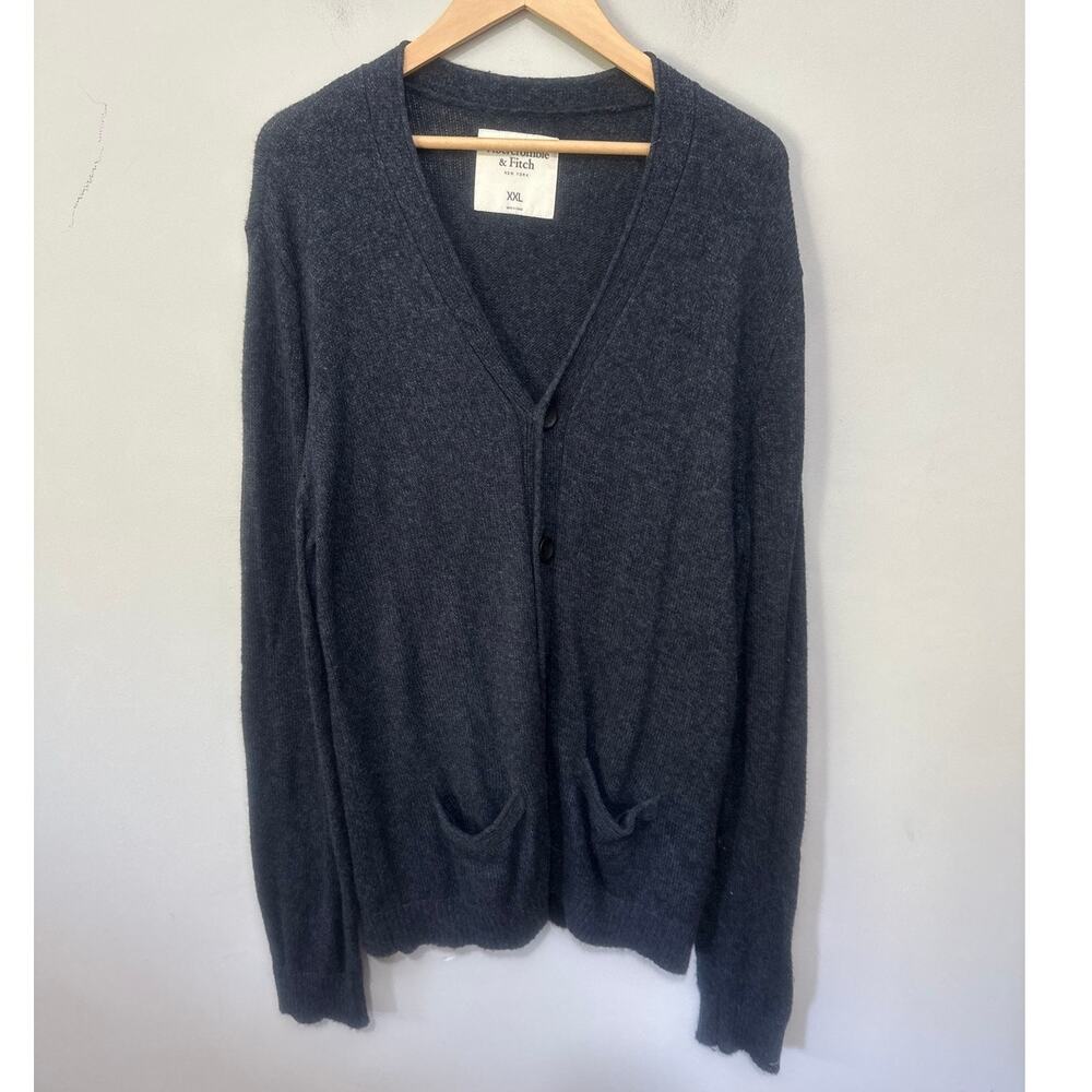 Abercrombie & Fitch Sweater Womens XXL Blue Gray Cardigan Minimalist Slouchy
